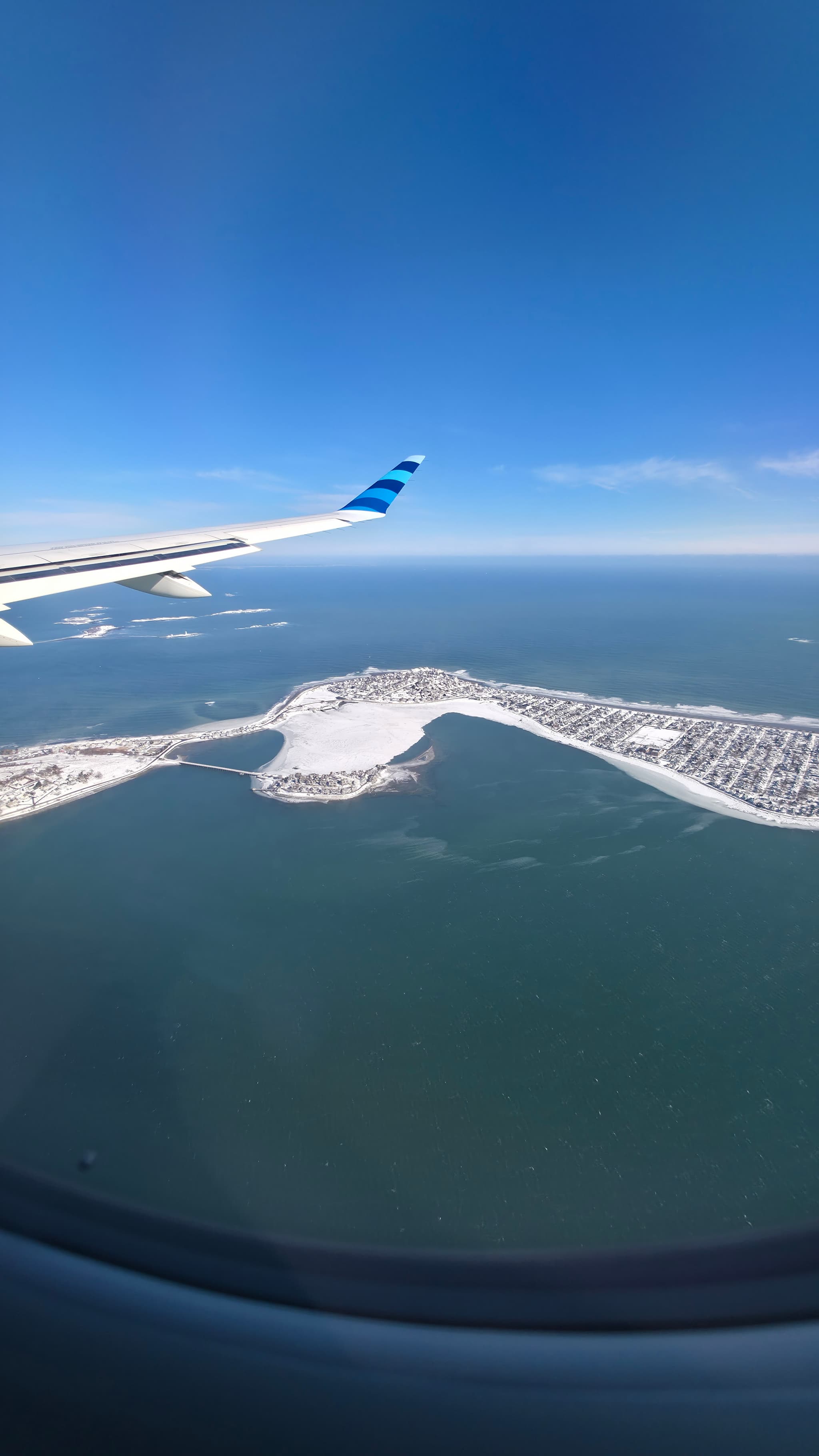 Aerial View of Snowy Coastline
